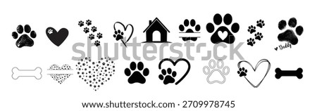 paw print bundle silhouette dog foot print set silhouette