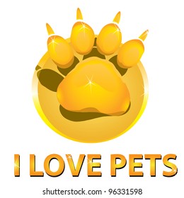 paw print button (icon). vector illustration.