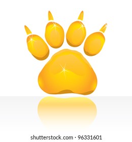 paw print button (icon). vector illustration.