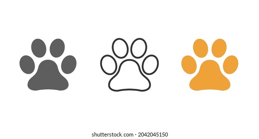 Paw Print Cat, Dog, Puppy Pet Trace. Footprint. Animal Paw Isolated On White Background. Vector Illustration.