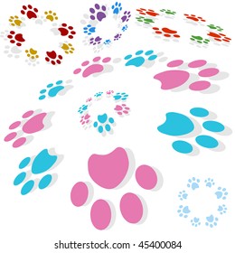 Paw print circle isolated on a white background.