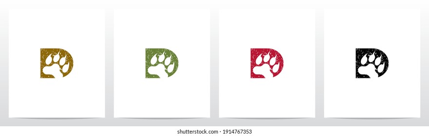 Impresión De Paw Con Clawga Sobre El Diseño De Logotipo De Letra D