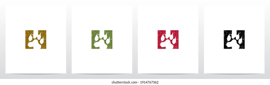 Paw Print With Claws On Letter Logo Design H