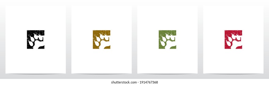 Paw Print With Claws On Letter Logo Design E