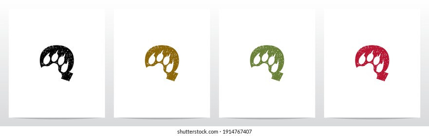 Paw Print With Claws On Letter Logo Design Q