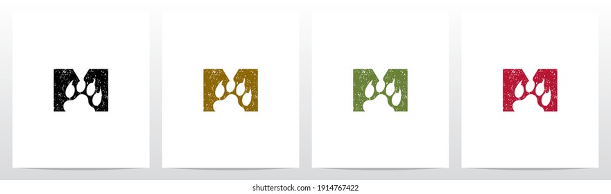 Paw Print With Claws On Letter Logo Design M