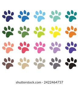 Paw Print clipart Set Design Bundle