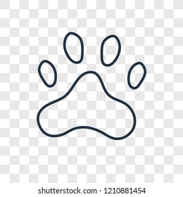 Paw print concept vector linear icon isolated on transparent background, Paw print concept transparency concept in outline style