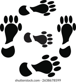 A paw print design, suitable for pet-related themes. Features a clean, vector-based illustration ideal for various creative projects and applications.