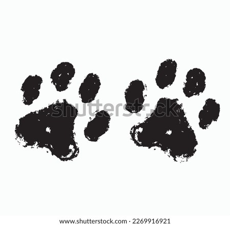 Paw print distressed, dirty vector illustration