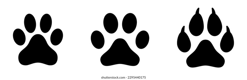 Paw Print. Dog and cat paw print. Animal paw prints isolated on white background.