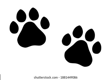 Paw print of dog, cat, puppy pet footprint,  print vector icon
