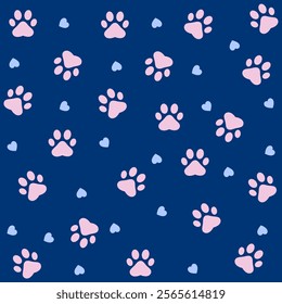 Paw print dog and cat Vector. footprint dog icon. Paw icon vector illustration. Dog Paw seamless pattern background. Vector bone dog icon footprint.