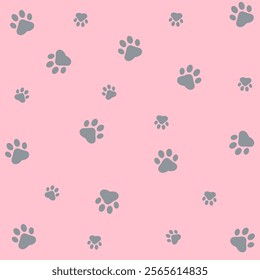 Paw print dog and cat Vector. footprint dog icon. Paw icon vector illustration. Dog Paw seamless pattern background. Vector bone dog icon footprint.