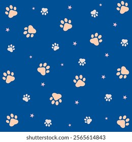 Paw print dog and cat Vector. footprint dog icon. Paw icon vector illustration. Dog Paw seamless pattern background. Vector bone dog icon footprint.