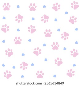 Paw print dog and cat Vector. footprint dog icon. Paw icon vector illustration. Dog Paw seamless pattern background. Vector bone dog icon footprint.