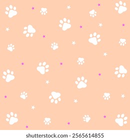 Paw print dog and cat Vector. footprint dog icon. Paw icon vector illustration. Dog Paw seamless pattern background. Vector bone dog icon footprint.