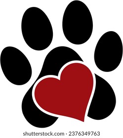 Paw Print Dog With Heart
