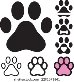 Paw Print Dog, Paw Monogram isolated on a white background.