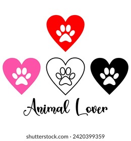 Paw Print. Elegant, animal footprint, symbol, vector illustration. Vector Saying Animal Lover