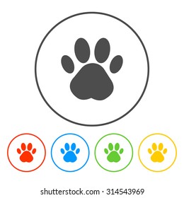 Paw Print. Flat design style eps 10