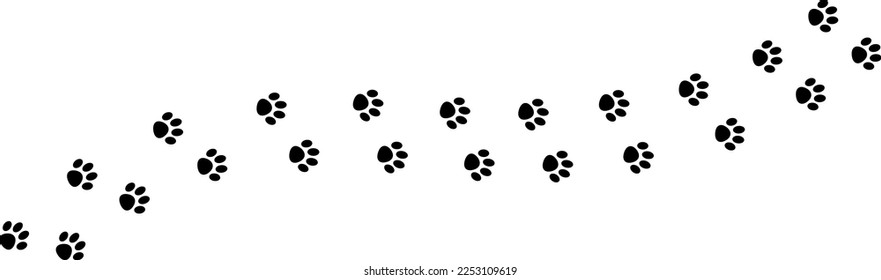 Paw print foot trail. Dog, cat paw print. Vector	