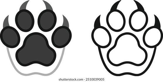 Rastro del pie de la impresión de la pata. Perro, huella de pata de gato. Vector