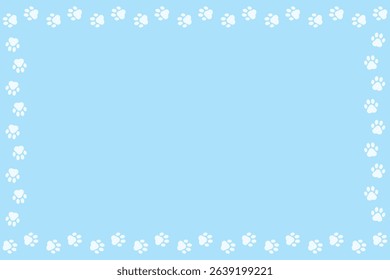 Paw print frame illustration (light blue)