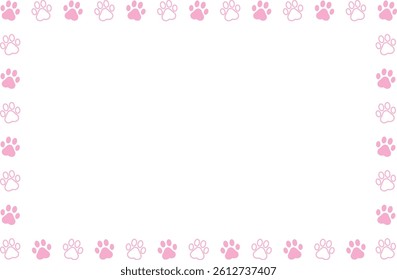 Paw print frame illustration pink