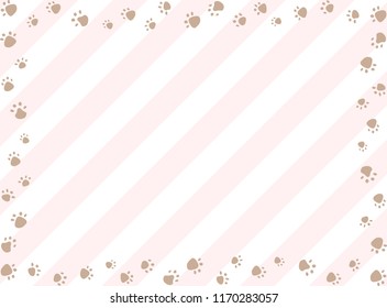 paw print frame with stripe background