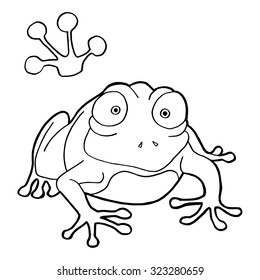 paw print with frog Coloring Pages vector
