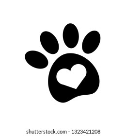Paw print with heart
