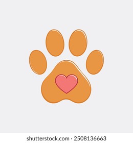 Estampado de patas con Diseño gráfico de corazón. Adorable estampado de patas con un corazón en el centro, perfecto para los amantes de las mascotas y los diseños de temática animal.