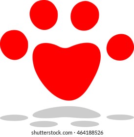 paw print heart icon vector