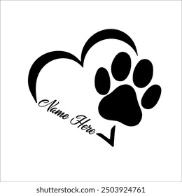 Paw Print Heart with name, Fur Mom, Dog Mom, Dog Mama, Paw Prints, Dog Quotes, Dog Lover, Cricut Cut File, Vector Files for Cricut