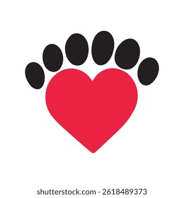 Paw Print Heart Pet Love Symbol Animal Rescue Logo Charity Design