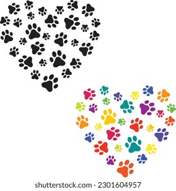 Paw print heart, Paw print rainbow, Dog love, Cat love