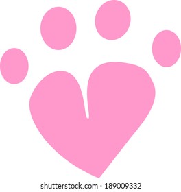 paw print heart vector