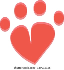 paw print heart vector