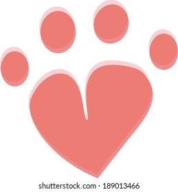 paw print heart vector