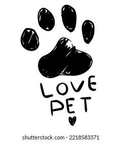 Paw print and heart vector Pet shop logo icon design 