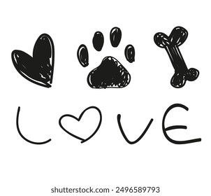 Paw print and heart vector Pet shop logo icon design 