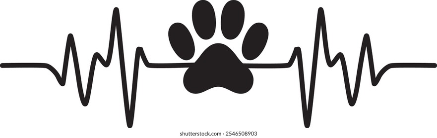 Paw print heartbeat design for animal lovers