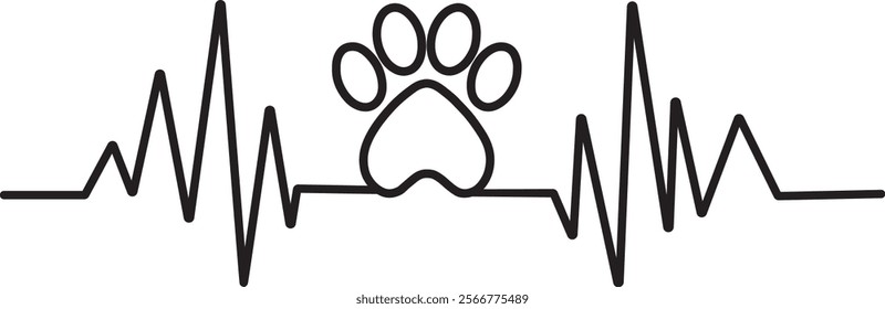 Paw print heartbeat and hearts design perfect for cat and dog enthusiasts