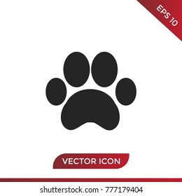 Paw print icon. Animal symbol, flat vector illustration.