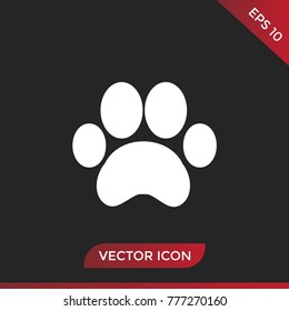 Paw print icon. Animal symbol, flat vector illustration.