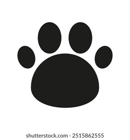Paw print icon. Animal track symbol. Simple black silhouette. Minimalist vector shape.
