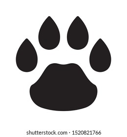 Paw print icon. Black cat or dog footprint  symbol.