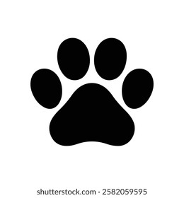 Paw print icon. Black Paw print icon on white background. Vector illustration