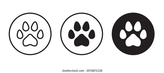 paw print icon, Cat pawprint. Animal tracks logo. Animal footprint icons button, vector, sign, symbol, logo, illustration, editable stroke, flat design style isolated on white linear pictogram